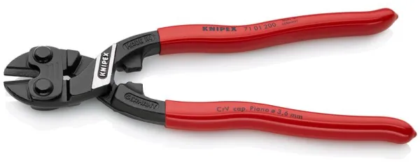 Knipex KNIPEX CoBolt® Kompakte schwarze brünierte Schneidezange, kunststoffbeschichtet 200 mm