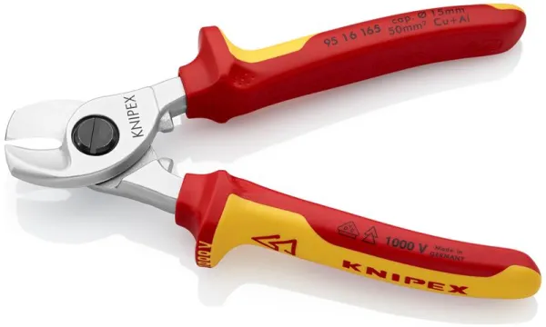 Knipex Kabelschere verchromt, VDE-geprüft 165 mm