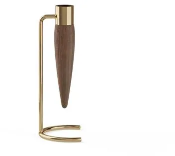 Audo Umanoff Kerzenhalter Poliertes Messing/Walnuss