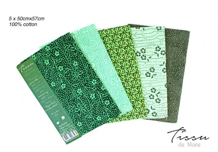 Tissu de Marie Fat Quarter Emerald 50x57cm - 5 Stk.
