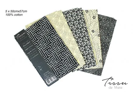 Tissu de Marie Fat Quarter Mitternacht 50x57cm - 5 Stk.