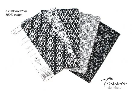 Tissu de Marie Fat Quarter Neutral Perle 50x57cm - 5 Stk.