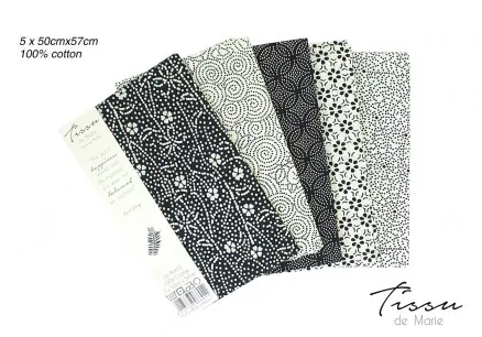 Tissu de Marie Fat Quarter Stoff Natur 50x57cm - 5 Stk.