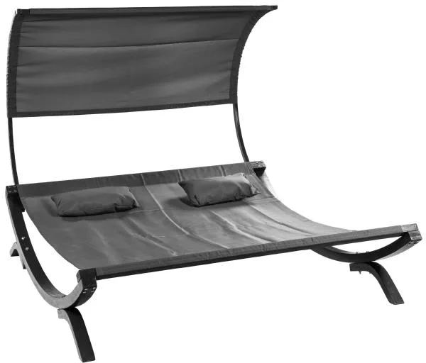 Doppelte Sonnenliege mit Abdeckung aus Lärchenholz