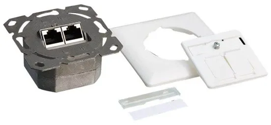 LogiLink Cat.6A Wandsteckdose 2 x RJ45 geschirmt Signalweiß