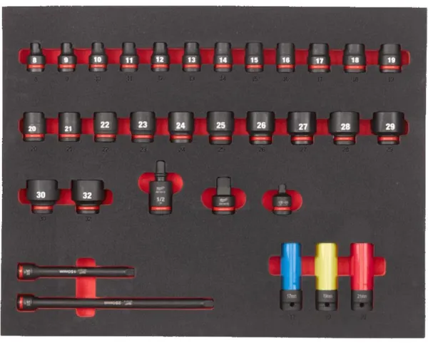 Milwaukee Schlagsteckschlüsselsatz im Schaum 1/2 k 32-teilig