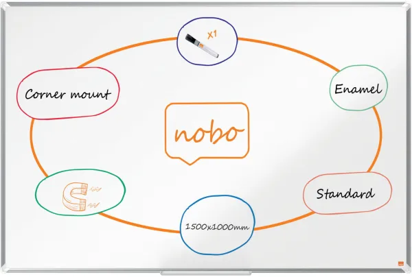 Nobo Premium Plus emaillierte Whiteboard 150x100cm weiß